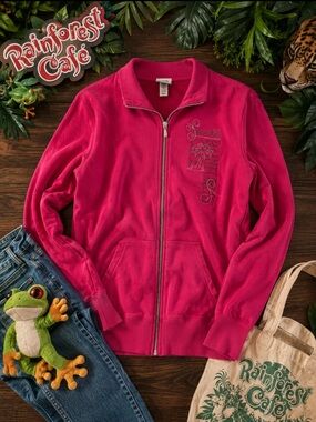 Rainforest Cafe Pink Zip Up Sweatshirt